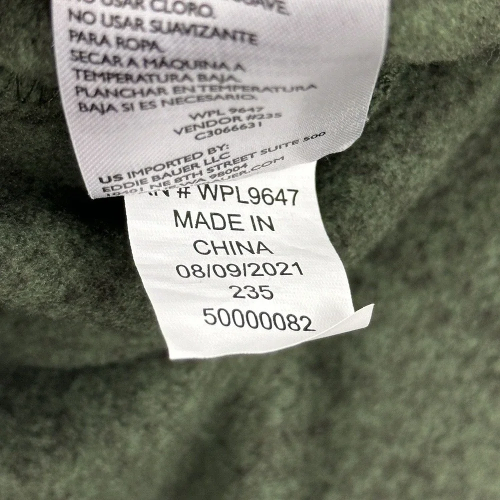 Eddie Bauer Radiator Fleece Sweater Mens 2XL Green T Snap Pullover Outdoor